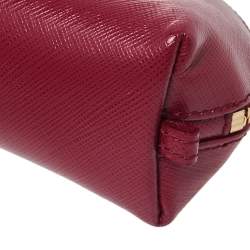 Pre Owned Salvatore Ferragamo Dark Fuchsia Leather Vara Bow Coin Purse