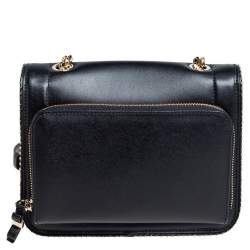 Pre Owned حقيبة كتف سالفاتوري فيراغامو فارا RW  جلد سوداء بقلاب 