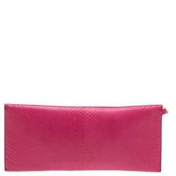 مملوكة مسبقًا Salvatore Ferragamo Pink Snakeskin Flap Clutch