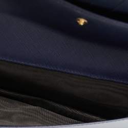 مملوكة مسبقًا Salvatore Ferragamo Navy Blue Leather Miss Vara Wallet on chain 