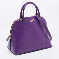 Pre Owned Salvatore Ferragamo Purple Saffiano Leather Darina Satchel