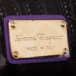 Pre Owned Salvatore Ferragamo Purple Saffiano Leather Darina Satchel