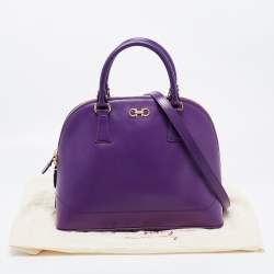 Pre Owned Salvatore Ferragamo Purple Saffiano Leather Darina Satchel