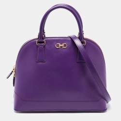 Pre Owned Salvatore Ferragamo Purple Saffiano Leather Darina Satchel