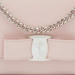 Salvatore Ferragamo Light Pink Leather Vara Bow Wallet on Chain