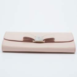 Salvatore Ferragamo Light Pink Leather Vara Bow Wallet on Chain
