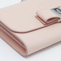 Salvatore Ferragamo Light Pink Leather Vara Bow Wallet on Chain