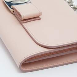 Salvatore Ferragamo Light Pink Leather Vara Bow Wallet on Chain