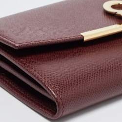 Salvatore Ferragamo Burgundy Leather Gancini Bit Continental Wallet