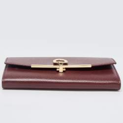 Salvatore Ferragamo Burgundy Leather Gancini Bit Continental Wallet