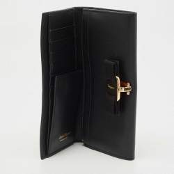 Salvatore Ferragamo Black Leather Vara Bow Continental Wallet