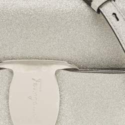 Pre Owned Salvatore Ferragamo Silver Glitter Mini Vara Bow Crossbody Bag