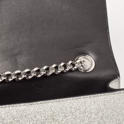 Pre Owned Salvatore Ferragamo Silver Glitter Mini Vara Bow Crossbody Bag