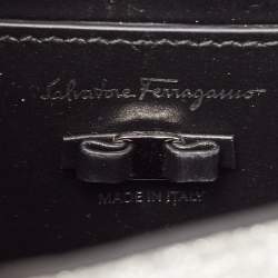 Pre Owned Salvatore Ferragamo Silver Glitter Mini Vara Bow Crossbody Bag