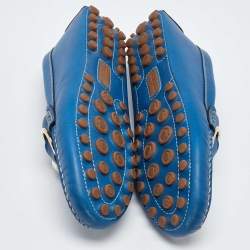 Salvatore Ferragamo Blue Leather Breno Slip On Loafers Size 40
