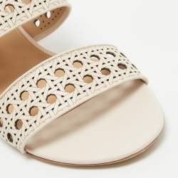 Salvatore Ferragamo Cream Leather Slide  Sandals Size 40.5