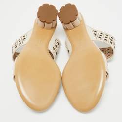 Salvatore Ferragamo Cream Leather Slide  Sandals Size 40.5