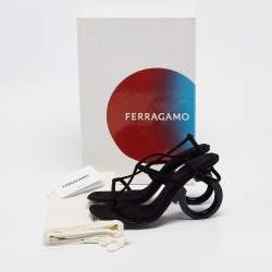 Pre Owned Salvatore Ferragamo Black Suede Elina Sandals Size 38.5 