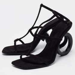 Pre Owned Salvatore Ferragamo Black Suede Elina Sandals Size 38.5 