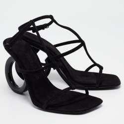 Pre Owned Salvatore Ferragamo Black Suede Elina Sandals Size 38.5 