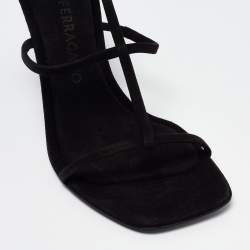 Pre Owned Salvatore Ferragamo Black Suede Elina Sandals Size 38.5 