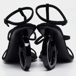 Pre Owned Salvatore Ferragamo Black Suede Elina Sandals Size 38.5 