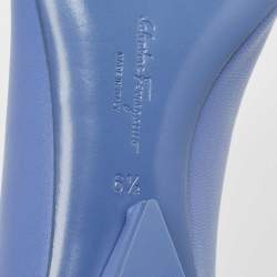 Pre Owned Salvatore Ferragamo Blue Leather Viva Bow Flats Size 37
