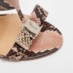 Pre Owned Salvatore Ferragamo Multicolor Snakeskin Embossed Leather T-Strap Sandals Size 40.5