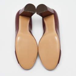 Pre Owned Salvatore Ferragamo Burgundy Leather Fiamma Pumps Size 40.5