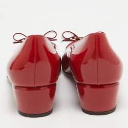 Pre Owned Salvatore Ferragamo Red Patent Leather Vara Bow Pumps Size 39