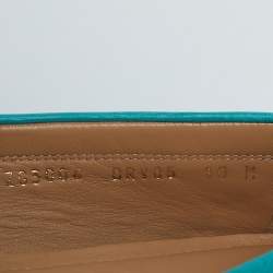 Pre Owned Salvatore Ferragamo Turquoise Ostrich Leather Saba Loafers Size 40.5