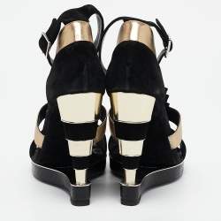 Salvatore Ferragamo Black Leather and Python Leather Lexus Ankle Strap Sandals Size 39