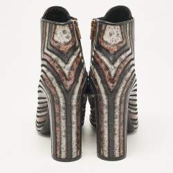 Pre Owned Salvatore Ferragamo Multicolor Leather Ankle Length Boots Size 40.5