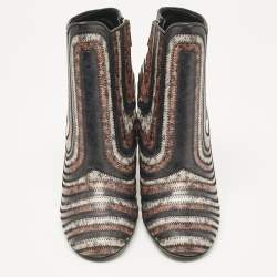 Pre Owned Salvatore Ferragamo Multicolor Leather Ankle Length Boots Size 40.5