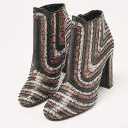 Pre Owned Salvatore Ferragamo Multicolor Leather Ankle Length Boots Size 40.5