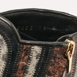 Pre Owned Salvatore Ferragamo Multicolor Leather Ankle Length Boots Size 40.5