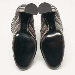 Pre Owned Salvatore Ferragamo Multicolor Leather Ankle Length Boots Size 40.5