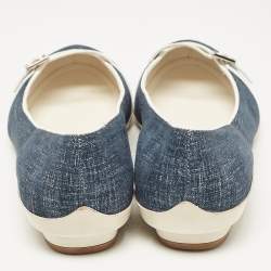 مملوكة مسبقًا Salvatore Ferragamo Blue Denim Audrey Ballet Flats Size 40.5
