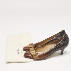 Pre Owned Salvatore Ferragamo Ombre Brown Crocodile Carla Pumps Size 40.5