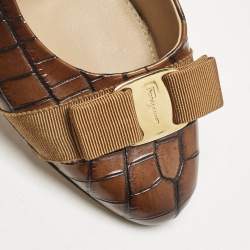 Pre Owned Salvatore Ferragamo Ombre Brown Crocodile Carla Pumps Size 40.5