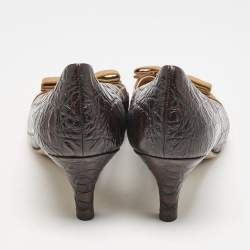 Pre Owned Salvatore Ferragamo Ombre Brown Crocodile Carla Pumps Size 40.5