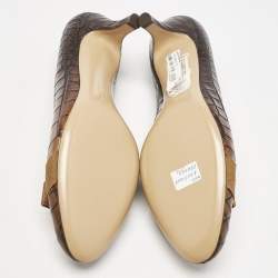Pre Owned Salvatore Ferragamo Ombre Brown Crocodile Carla Pumps Size 40.5