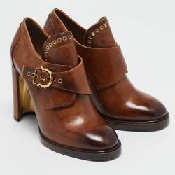 Salvatore Ferragamo Brown Leather Nevers Ankle Length Boots Size 39