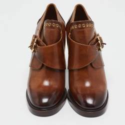 Salvatore Ferragamo Brown Leather Nevers Ankle Length Boots Size 39