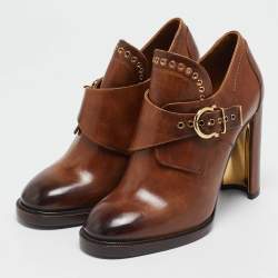 Salvatore Ferragamo Brown Leather Nevers Ankle Length Boots Size 39