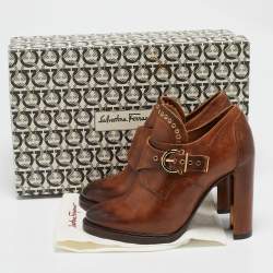 Salvatore Ferragamo Brown Leather Nevers Ankle Length Boots Size 39
