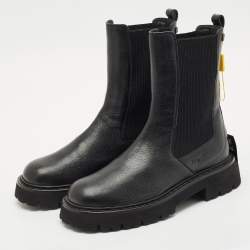Salvatore Ferragamo Black Leather Oderico Ankle Boots Size 39.5