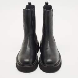 Salvatore Ferragamo Black Leather Oderico Ankle Boots Size 39.5