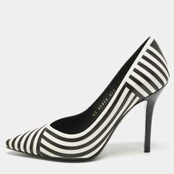 Salvatore Ferragamo Black/White Leather Susi Graph Pumps Size 38
