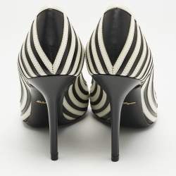 Salvatore Ferragamo Black/White Leather Susi Graph Pumps Size 38